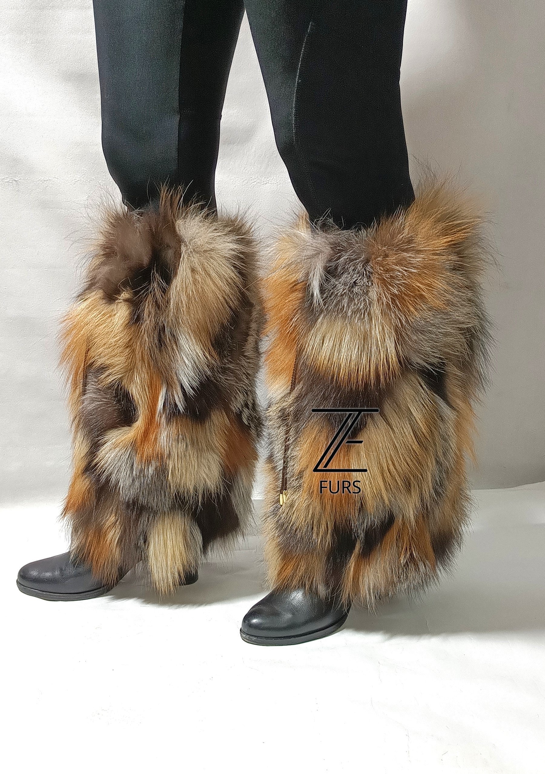 Real Fox Fur Leg Warmers – Handmade Luxury Boot Covers